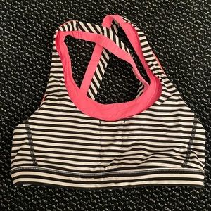 Lululemon racerback crossed striped sports bra